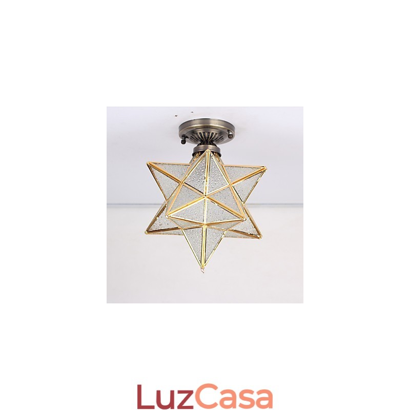 Artes criativas rurais europeias Vitrais estrelas para absorver a luz da lâmpada de cúpula