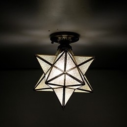 Artes criativas rurais europeias Vitrais estrelas para absorver a luz da lâmpada de cúpula
