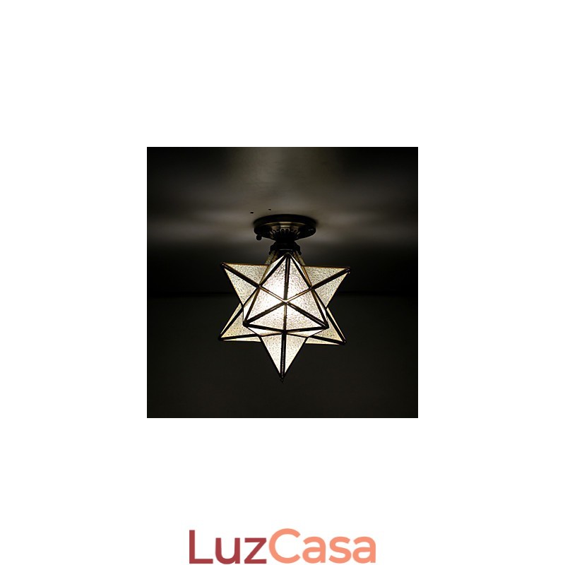 Artes criativas rurais europeias Vitrais estrelas para absorver a luz da lâmpada de cúpula
