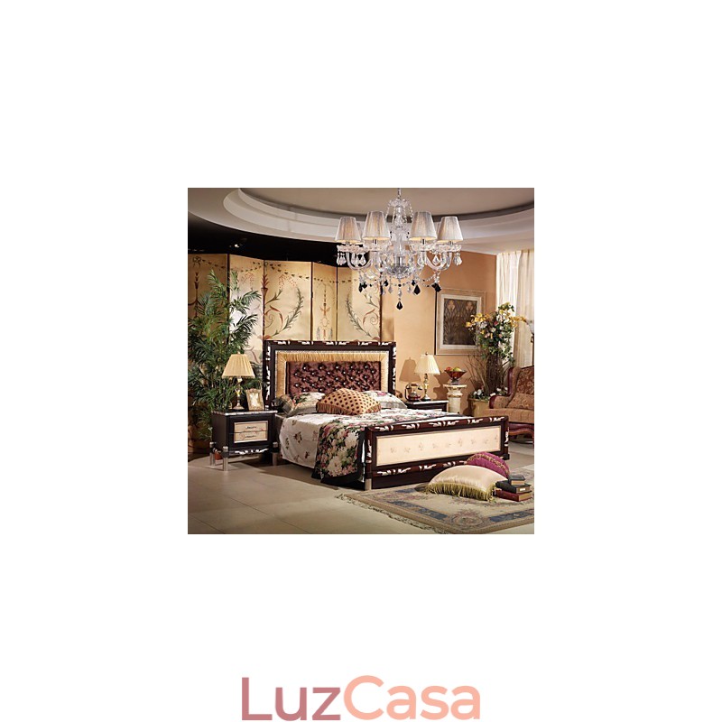 Lustre de cristal de luxo moderno, 8 luzes com sombra de tecido