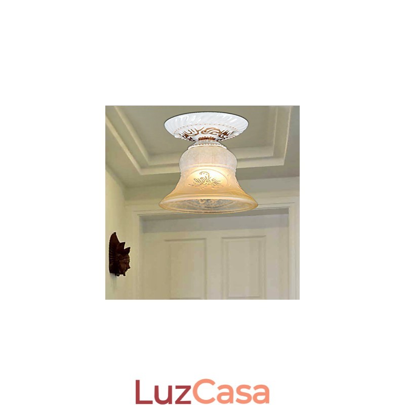 Abajur de vidro com padrão de luz embutida branca, dourado à mão, europeu, retrô, clássico