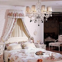 Lustre de cristal de luxo moderno, 8 luzes com sombra de tecido