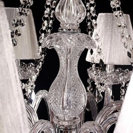Lustre de cristal de luxo moderno, 8 luzes com sombra de tecido