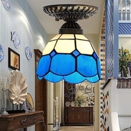 17*Artes criativas rurais europeias Vitral Absorver luz da lâmpada de cúpula