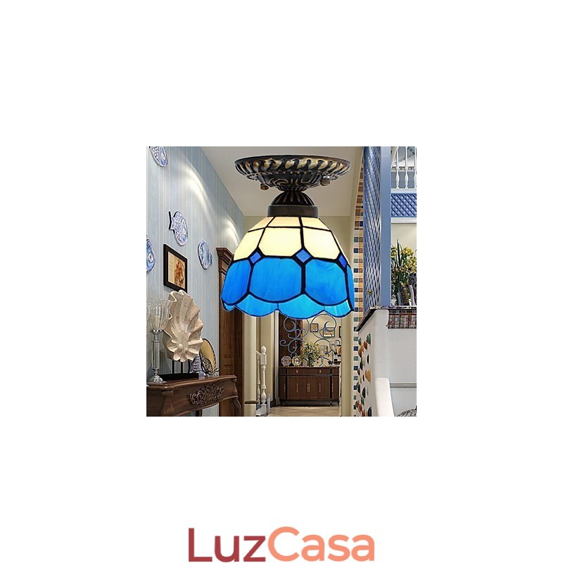 17*Artes criativas rurais europeias Vitral Absorver luz da lâmpada de cúpula