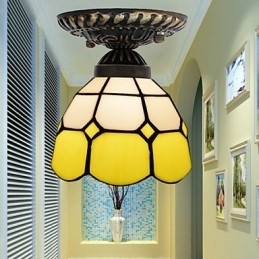 17*Artes criativas rurais europeias Vitral Absorver luz da lâmpada de cúpula