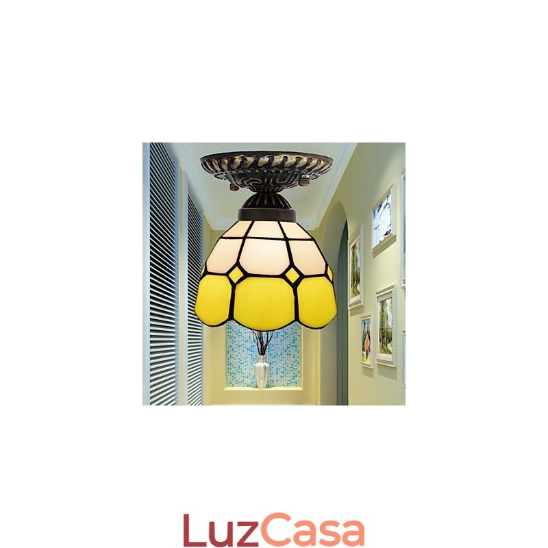 17*Artes criativas rurais europeias Vitral Absorver luz da lâmpada de cúpula