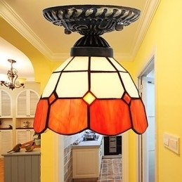 17*Artes criativas rurais europeias Vitral Absorver luz da lâmpada de cúpula