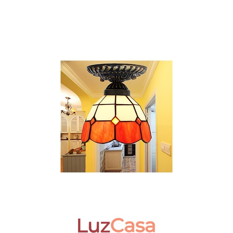 17*Artes criativas rurais europeias Vitral Absorver luz da lâmpada de cúpula