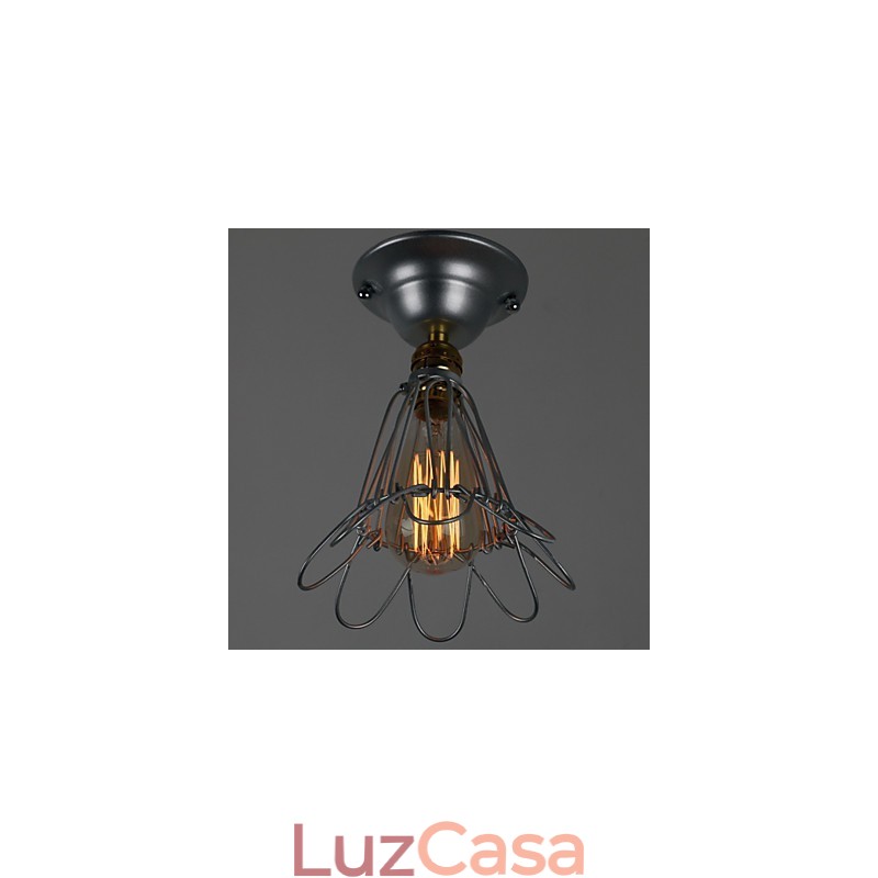 Mini Lâmpada Estilo Country 1 Luz Pintura Processamento Prata