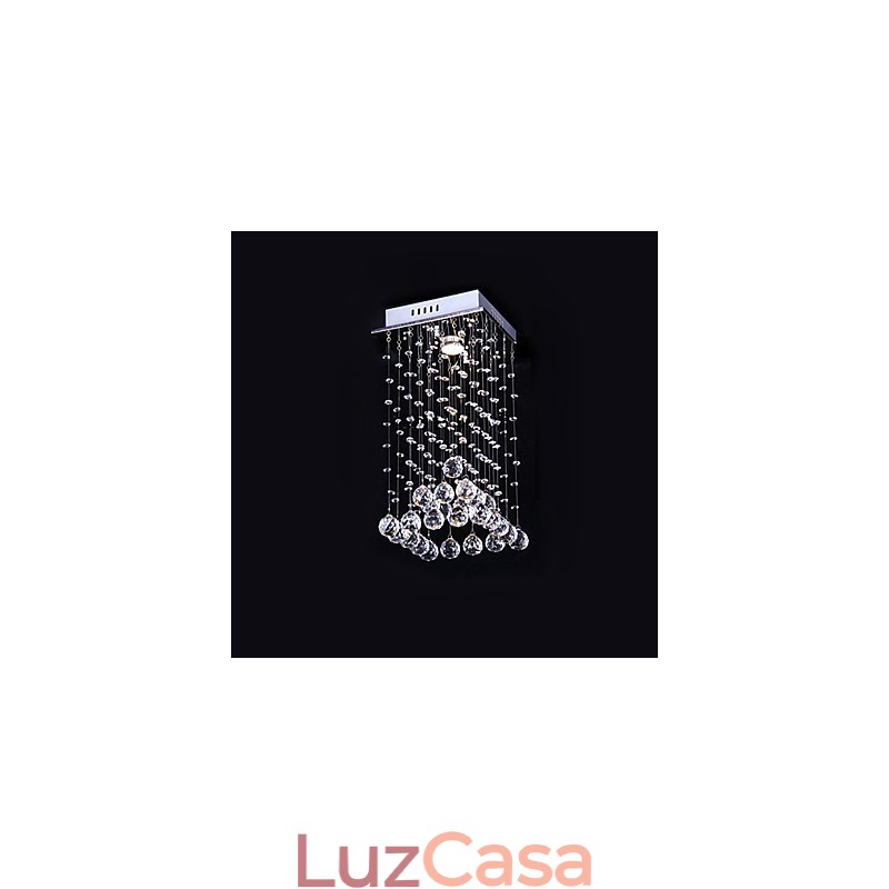Lustre de cristal moderno contemporâneo galvanizado de metal com montagem embutida