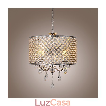 Lustre de cristal moderno com 4 luzes, luminária pendente Lustre de cristal moderno com 4 luzes, luminária pendente