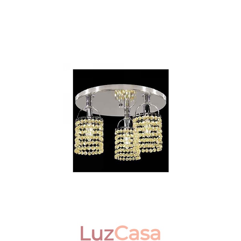 Lustre de cristal moderno contemporâneo galvanizado de metal com montagem embutida