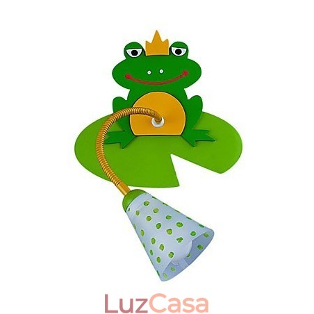 Luminária de parede infantil contemporânea de madeira com 1 luz em design de sapo Luminária de parede infantil contemporânea de madeira com 1 luz em design de sapo