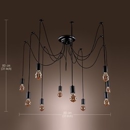 Lustre Vintage Design Lâmpadas Incluídas Living 10 Luzes Pendente Luz