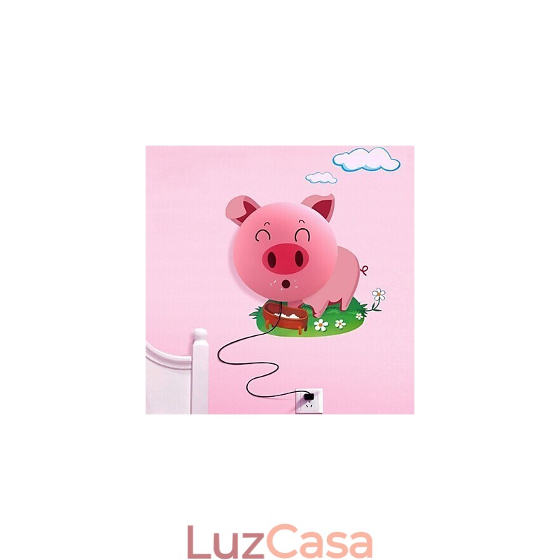 Papel de parede Lâmpadas de parede Flor Rosto DIY Atmosfera divertida Luz noturna Crianças Lâmpada de cabeceira Decoração Porco rosa