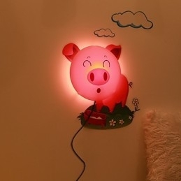Porco Plástico Resistente a Altas Temperaturas Luz E 10 C Pode Remover Papel de Parede Criativo 3D Luminária de Parede