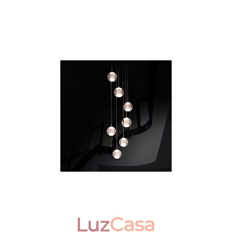 Luminária pendente moderna Luminária pendente G4 Retroifit 7 luzes Cristal cromado para escadas Luz