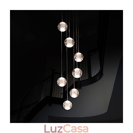 Luminária pendente moderna Luminária pendente G4 Retroifit 7 luzes Cristal cromado para escadas Luz Luminária pendente moderna Luminária pendente G4 Retroifit 7 luzes Cristal cromado para escadas Luz