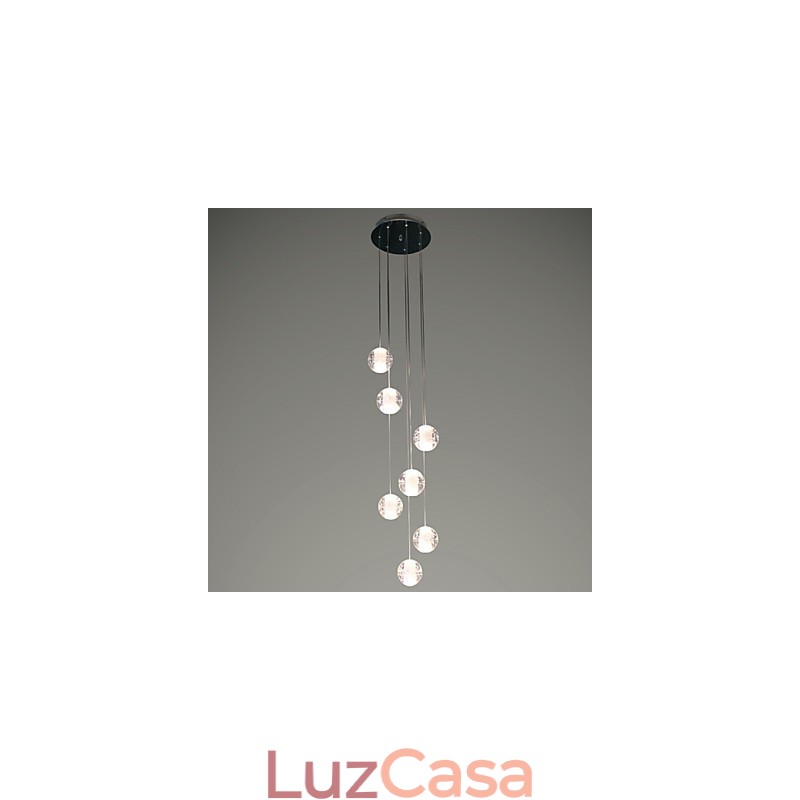Luminária pendente moderna Luminária pendente G4 Retroifit 7 luzes Cristal cromado para escadas Luz