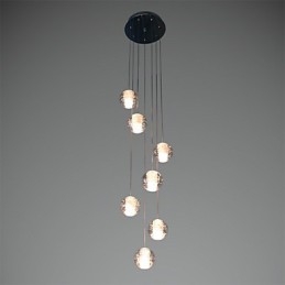 Luminária pendente moderna Luminária pendente G4 Retroifit 7 luzes Cristal cromado para escadas Luz
