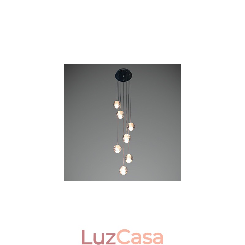 Luminária pendente moderna Luminária pendente G4 Retroifit 7 luzes Cristal cromado para escadas Luz