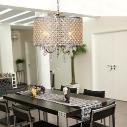 Lustre de cristal moderno com 4 luzes, luminária pendente