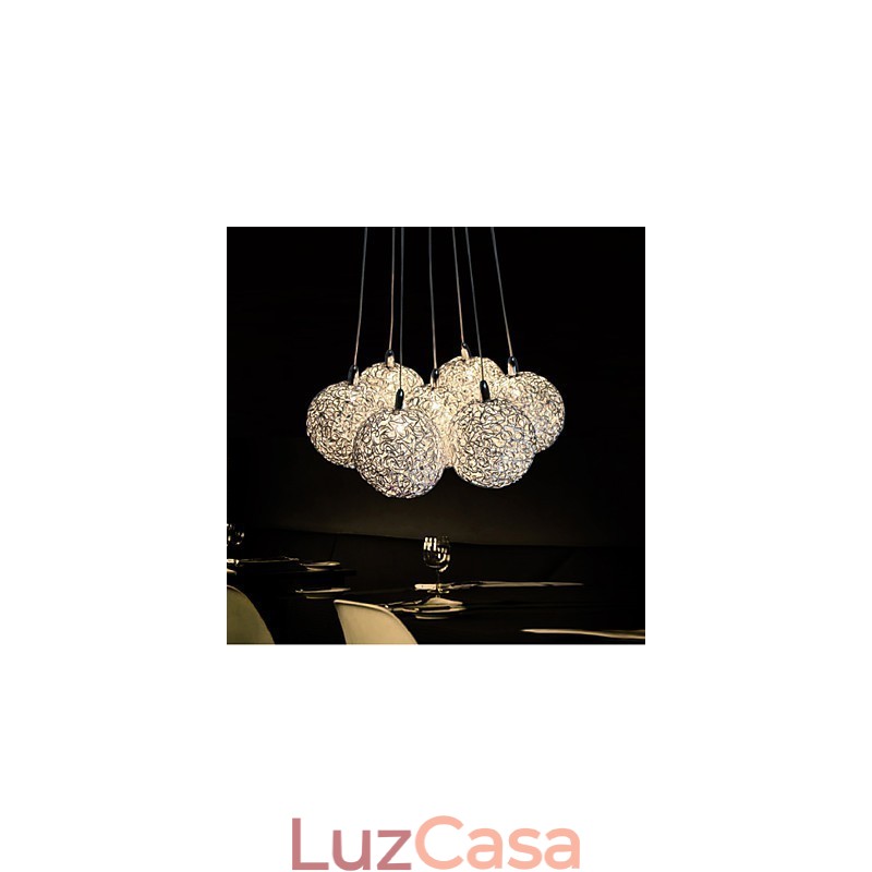 Luminária pendente moderna de 7 luzes para decoração de casa, luminária pendente de alumínio decorativa