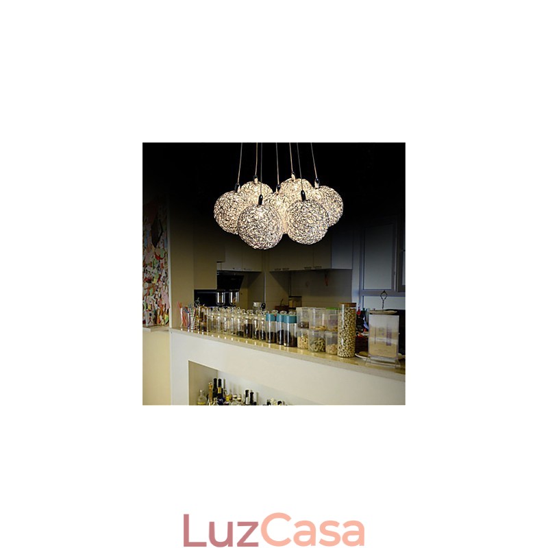 Luminária pendente moderna de 7 luzes para decoração de casa, luminária pendente de alumínio decorativa