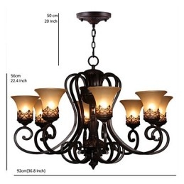Lustre Pendente 8 Luzes Vintage Country Island Metal+Vidro