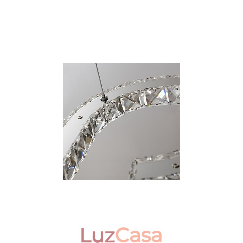 Luminária pendente moderna contemporânea de cristal cromado em metal