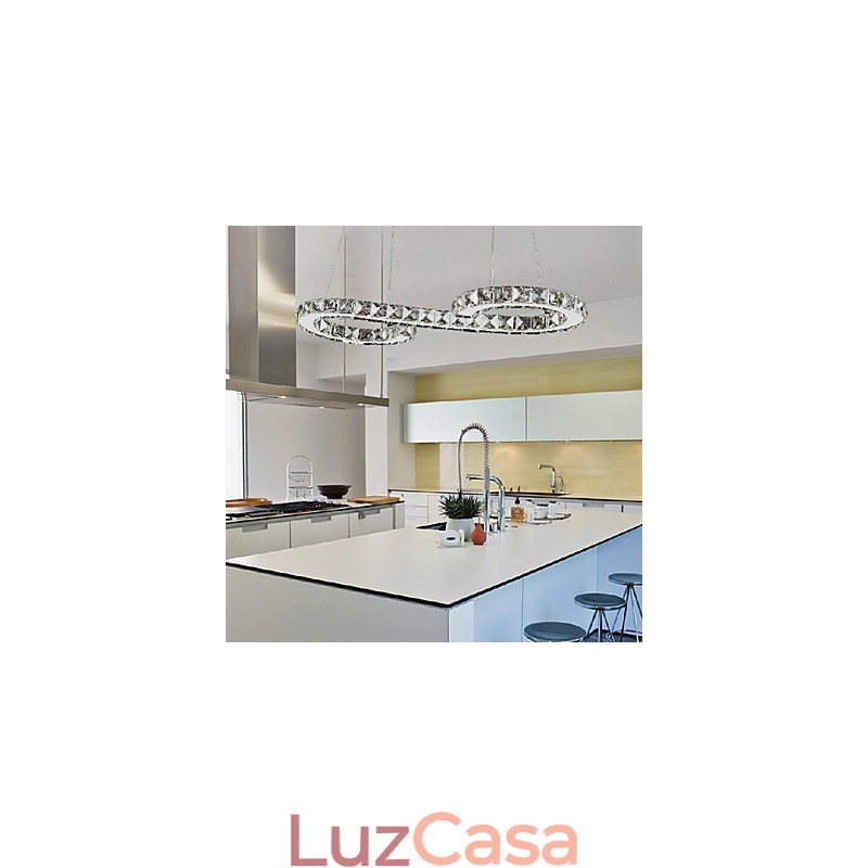 Luminária pendente moderna contemporânea de cristal cromado em metal