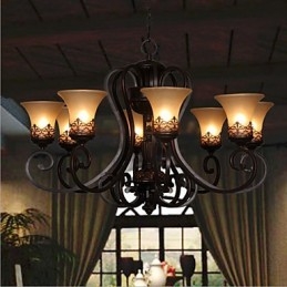 Lustre Pendente 8 Luzes Vintage Country Island Metal+Vidro