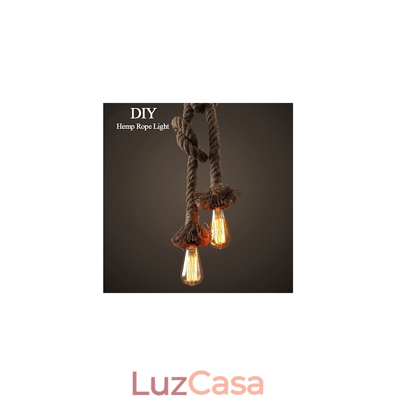 1 Luz DIY Art Hemp Rope Light Lustre Criativo de Corda de Cânhamo