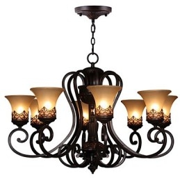 Lustre Pendente 8 Luzes Vintage Country Island Metal+Vidro