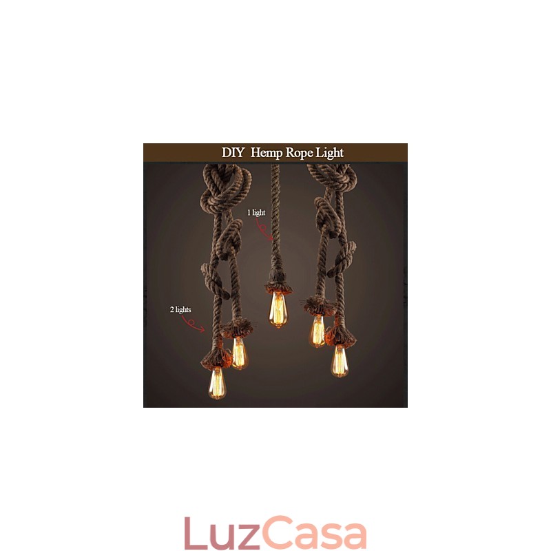 1 Luz DIY Art Hemp Rope Light Lustre Criativo de Corda de Cânhamo