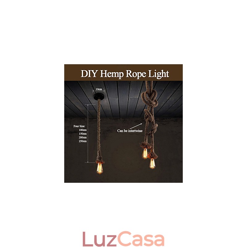 1 Luz DIY Art Hemp Rope Light Lustre Criativo de Corda de Cânhamo