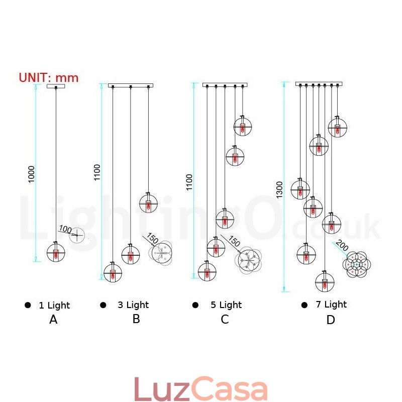 Luminária pendente de bola de cristal Meteorer de palco de engenharia criativa