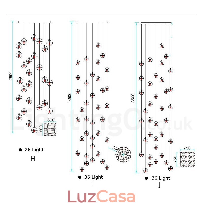 Luminária pendente de bola de cristal Meteorer de palco de engenharia criativa