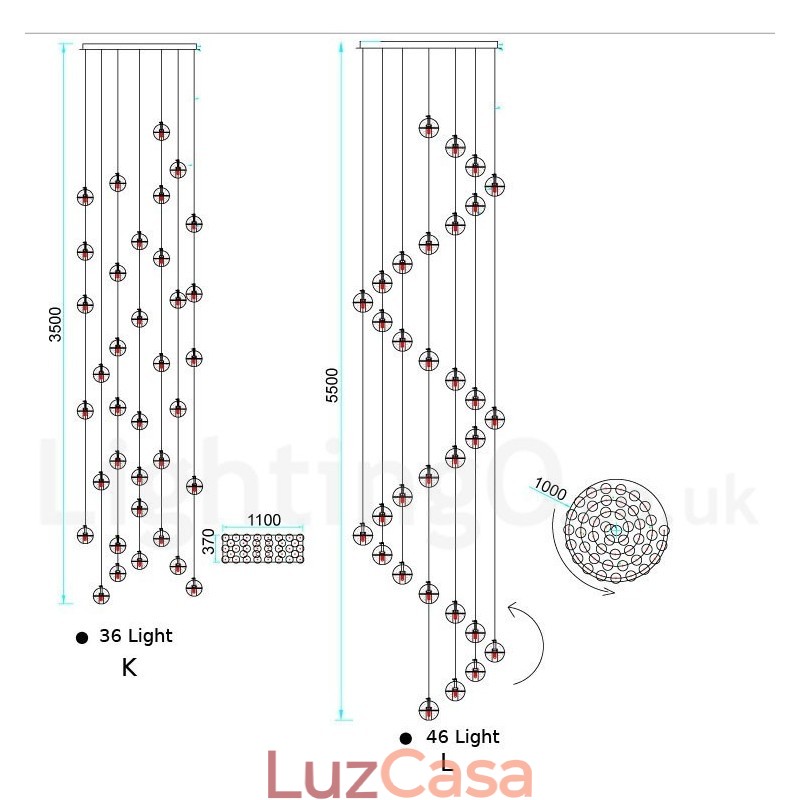 Luminária pendente de bola de cristal Meteorer de palco de engenharia criativa
