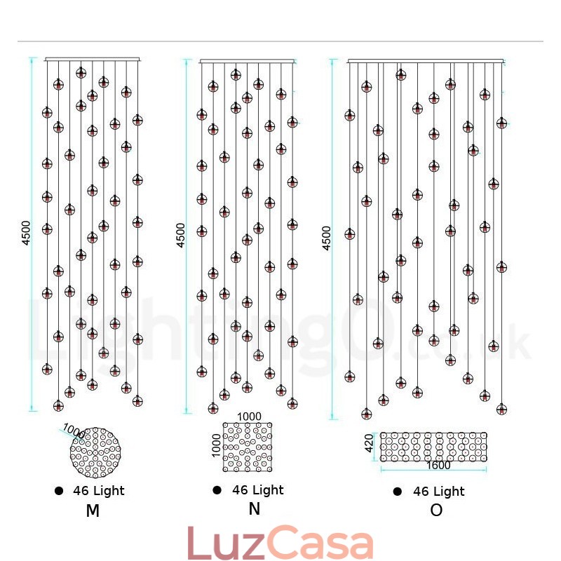 Luminária pendente de bola de cristal Meteorer de palco de engenharia criativa