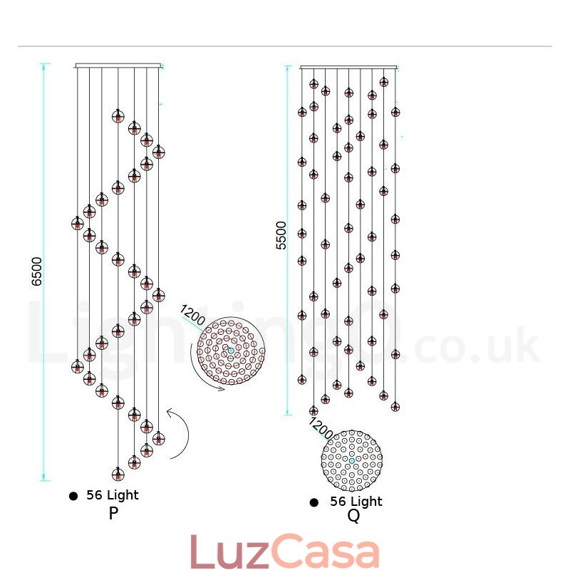 Luminária pendente de bola de cristal Meteorer de palco de engenharia criativa
