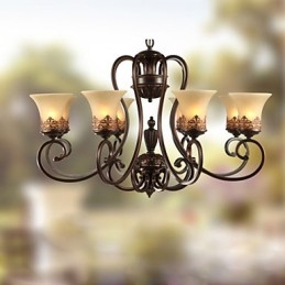 Lustre Pendente 8 Luzes Vintage Country Island Metal+Vidro