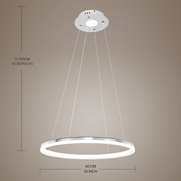 Luminária pendente de design moderno, de acrílico de alta qualidade, com anel único