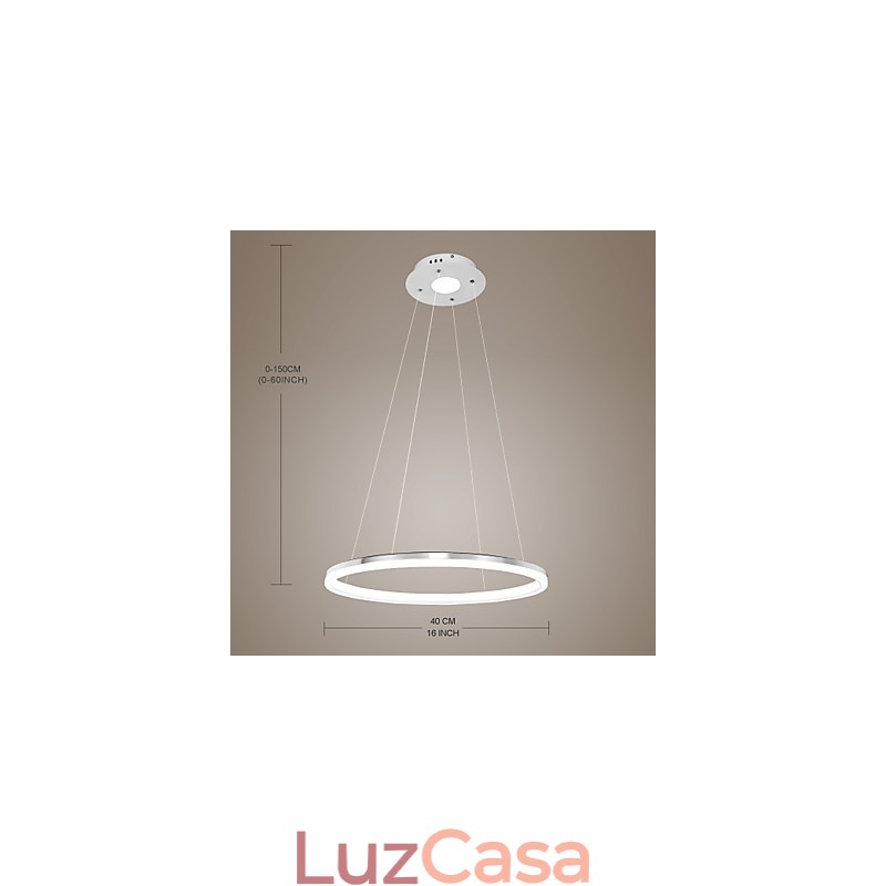 Luminária pendente de design moderno, de acrílico de alta qualidade, com anel único