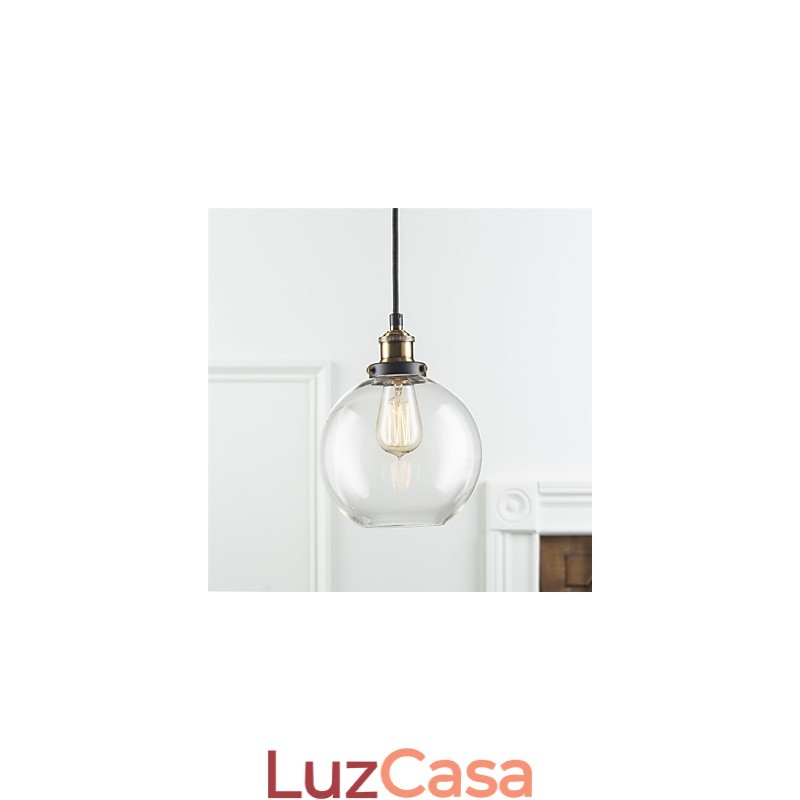 Luminária pendente industrial de fábrica, latão antigo, luminária com abajur de vidro, luminária pendente de café