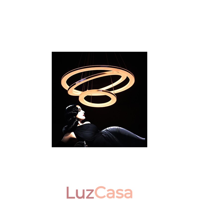 Luminária pendente moderna 3 anéis luminária pendente acrílico