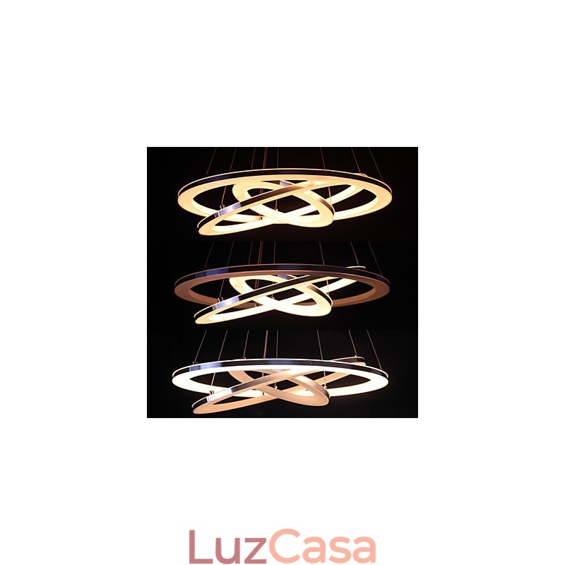 Luminária pendente moderna 3 anéis luminária pendente acrílico