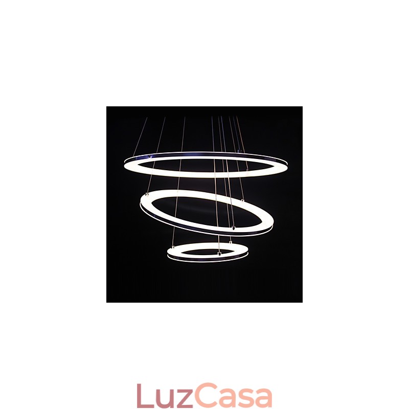 Luminária pendente moderna 3 anéis luminária pendente acrílico