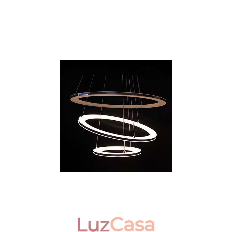 Luminária pendente moderna 3 anéis luminária pendente acrílico
